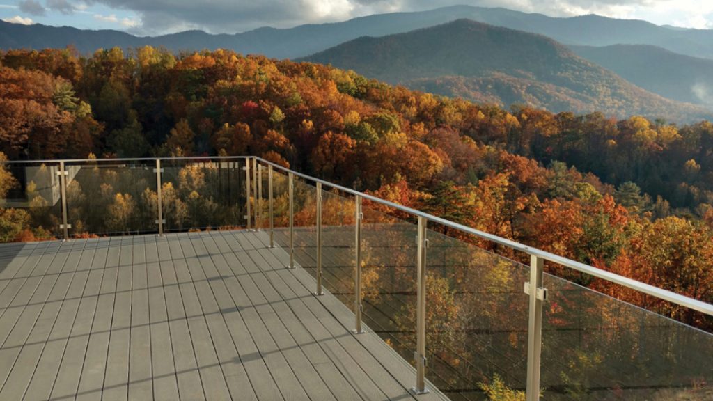 Architectural glass panel infill for Glacier railing