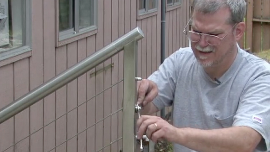 Lock acorn nuts against jam nuts on cable railing fittings