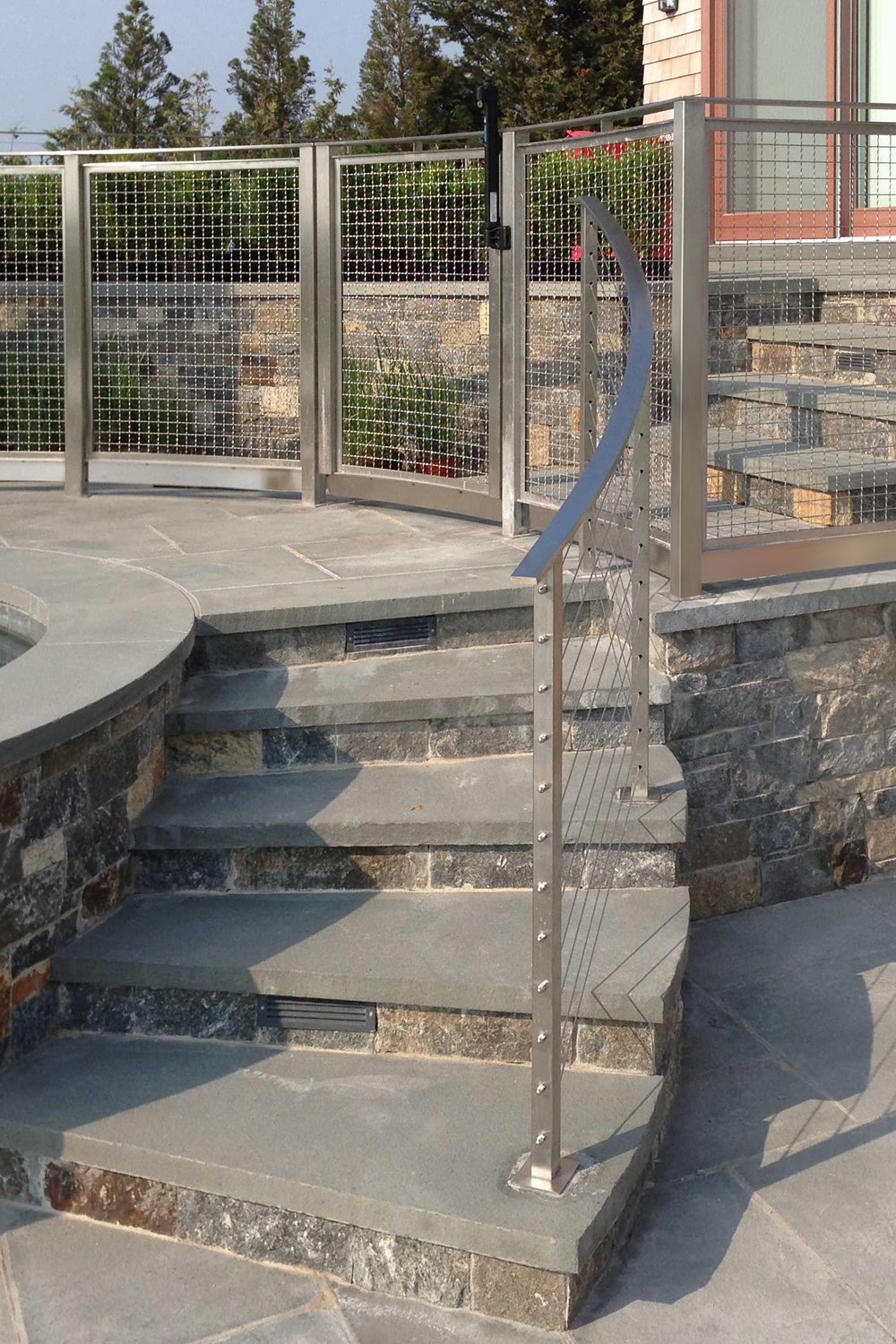 Mesh and cable railing paired together in one design project