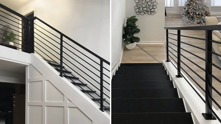 black horizontal railing home railing system.