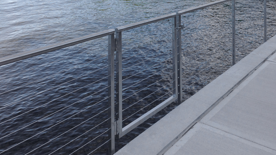 Custom stainless railing gate detail