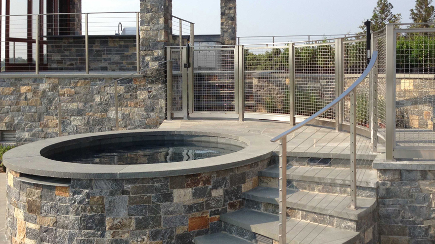 Cable railing with mesh panel railing