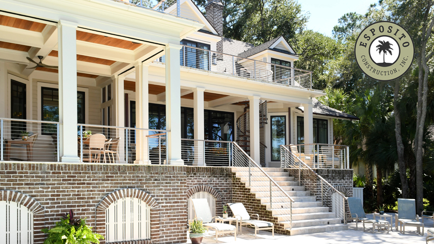 Southern Carolina back porch railing, balcony handrail, and stair handrail.