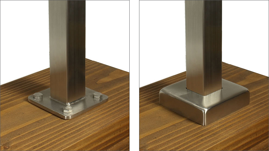 A high-quality TIG weld on a railing post denotes quality and craftsmanship
